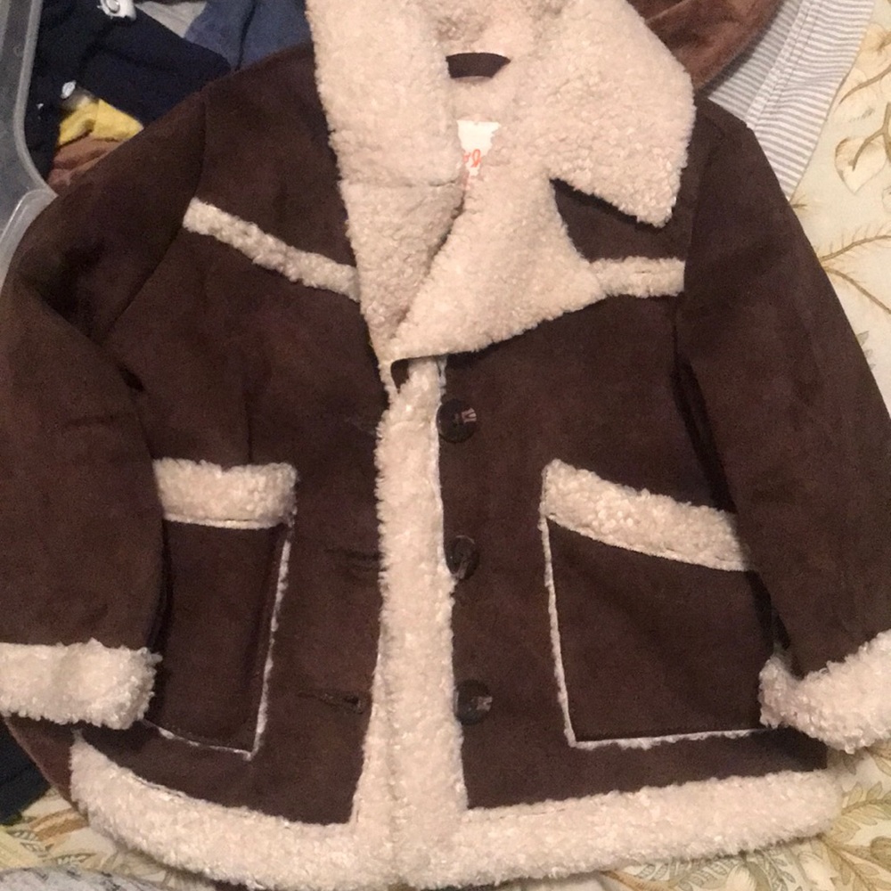 Cat and jack faux leather fur lined coat